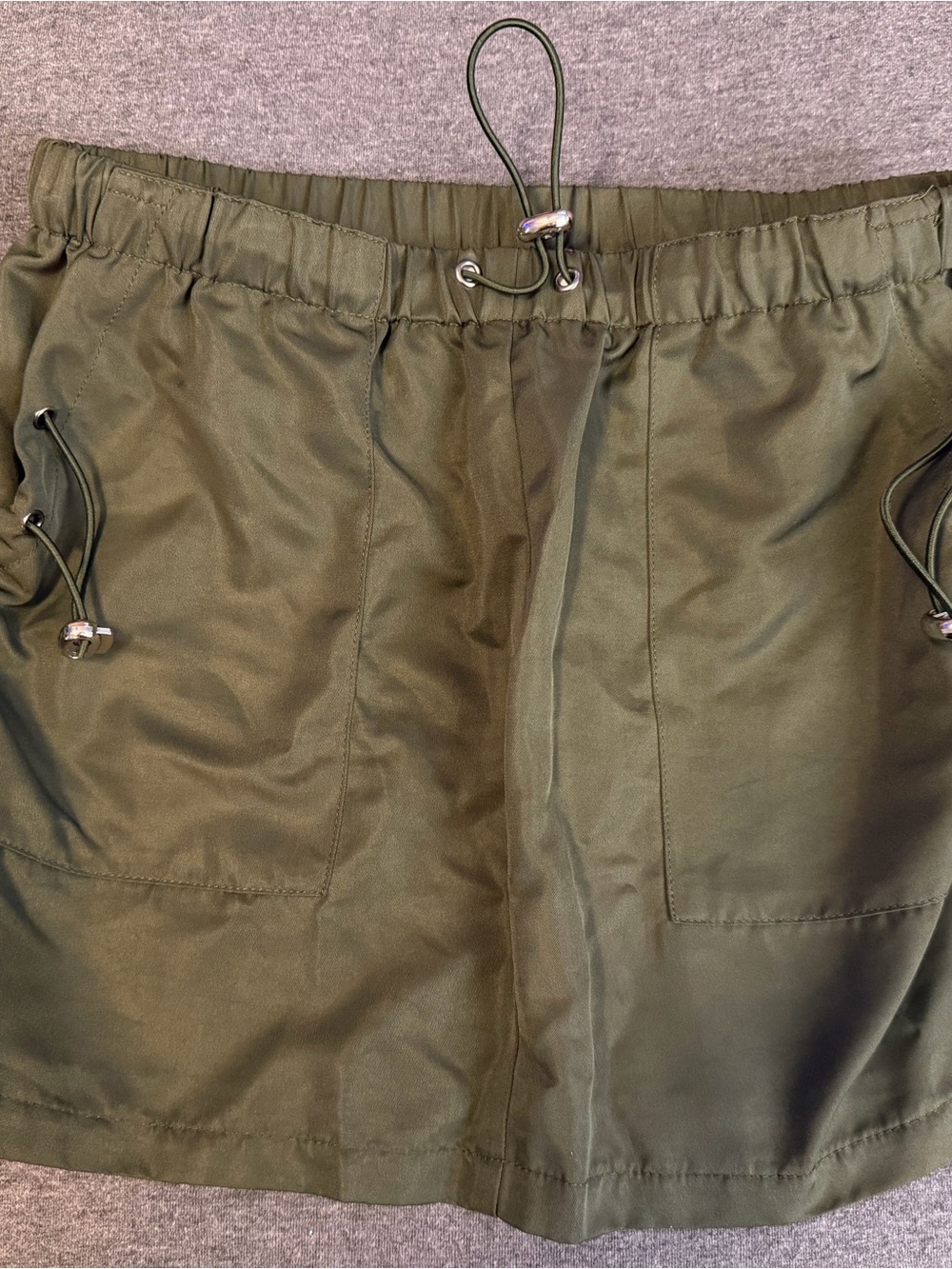 Edikted Olive Drawstring Mini Skirt